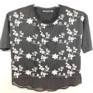 Jason Maxwell Embroidered Layered Sheer Blouse L